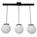 Colgante Globo de Vidrio Opal 10x18 3 Luces Soporte Rectangular Esfera Moderno - Apto Led (E27)