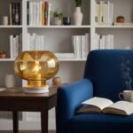 Lámpara Velador Mesa Globo Ámbar Decorado Con Lámpara - E27