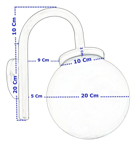 Aplique Globo Jardín 20 Cm Decorativo Antivandalismo 1 Luz - Imagen 2