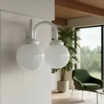 Aplique Globo Doble Con Vidrio Opal 10x18cm Con Caño Ménsula
