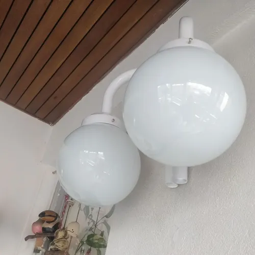 Aplique Globo Doble Con Vidrio Opal 10x18cm Con Caño Ménsula - Imagen 7