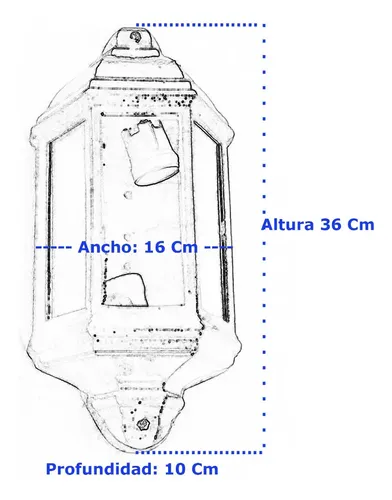 Farol Colonial Fundicion Aluminio Para Intemperie V Satinado - Imagen 2