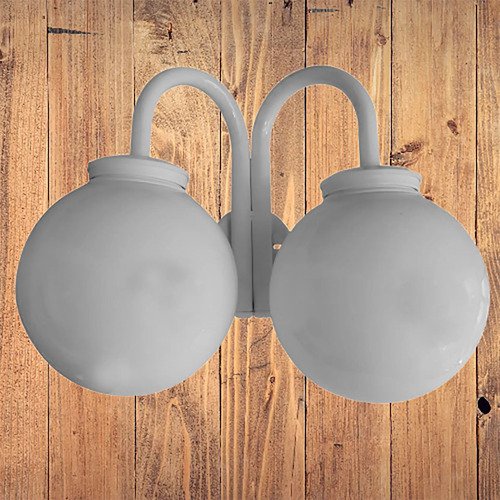 Aplique Globo Pared Ext. Decorativo Antivandalismo 2 Luces - Imagen 4