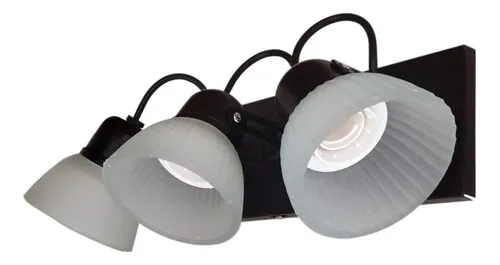 Aplique Spot Metálico Base Rectangular 3 Luces Tulipa Vidrio - Imagen 1