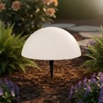 Media Esfera De Piso Pvc Opal 35 Cm Estaca/base - Apto Led