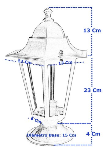 Farol Colonial 6 Caras Fundición Aluminio Para Pilar - E27 - Imagen 26