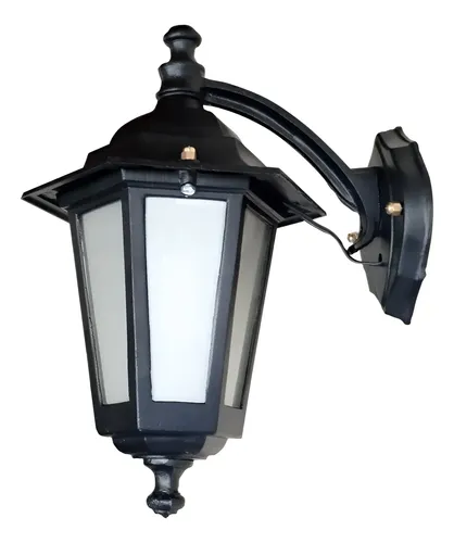 Farol Colonial Pared 6 Caras Chico Aluminio Apto Led - E27 - Imagen 10