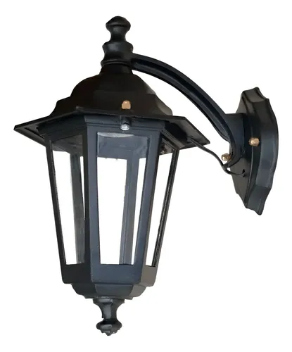 Farol Colonial Pared 6 Caras Chico Aluminio Apto Led - E27 - Imagen 3