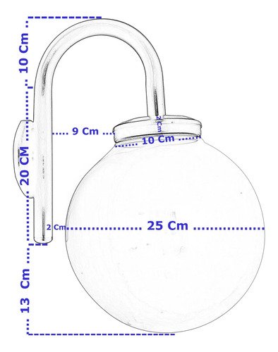 Aplique Globo Pared Exterior Decorativo Antivandalismo 1 Luz - Imagen 2