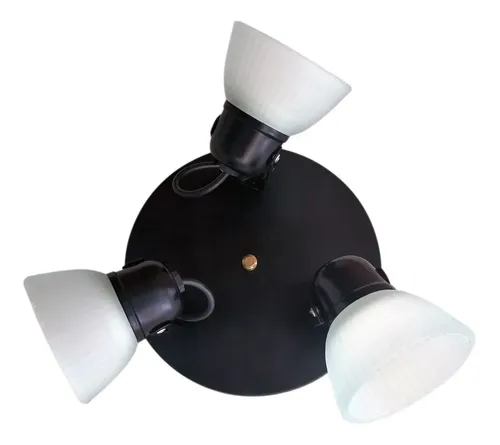 Aplique Spot Económico Metálico De 3 Luces E27 Con Tulipa De Vidrio Satinado - Imagen 1