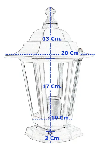 Farol Colonial 6 Caras Fundición Aluminio Para Pilar Chico - Imagen 31