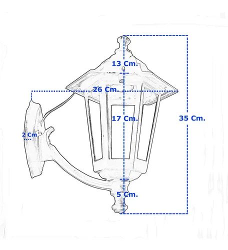 Farol Colonial De Pared 6 Caras Chico Fundición De Aluminio - Imagen 51