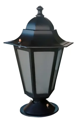 Farol Colonial 6 Caras Fundición Aluminio Para Pilar - E27 - Imagen 2