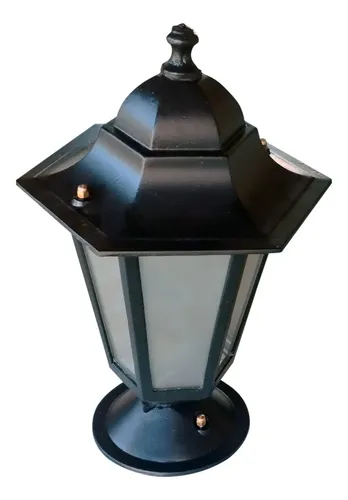 Farol Colonial 6 Caras Fundición Aluminio Para Pilar - E27 - Imagen 4