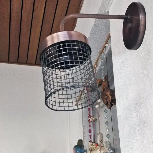 Spot Rejilla Aplique Pared Industrial Moderno Vintage Apto Led Metalizado - Imagen 6