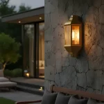 Farol Colonial De Fundición De Aluminio 2 Luces Dorado - E27
