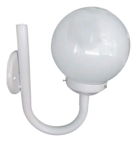 Aplique Globo Vidrio Opal 10x18cm Con Caño Ménsula - Imagen 4