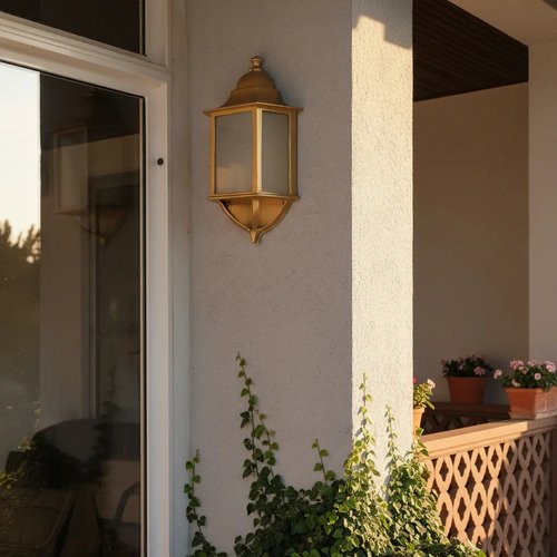Farol Colonial Pacific 1 Luz Fundición Aluminio Dorado - E27 - Imagen 12