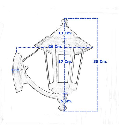 Farol Colonial De Pared 6 Caras Chico Fundición De Aluminio - Imagen 27