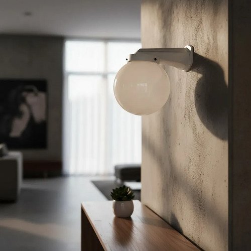 Aplique Globo Ménsula De Pared Exterior Vidrio Opal - E27 - Imagen 5