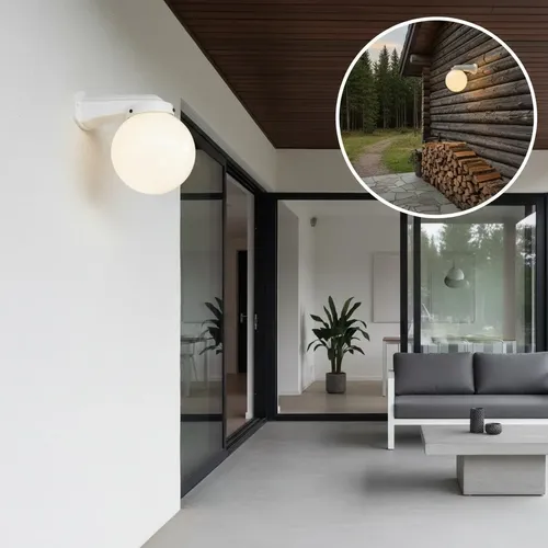 Aplique Globo Ménsula De Pared Exterior Vidrio Opal - E27 - Imagen 4