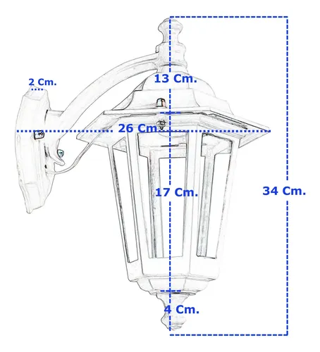 Farol Colonial De Pared 6 Caras Chico Fundición De Aluminio - Imagen 19
