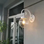 Farol Ménsula Colonial Fundición Alum. Globo Vidrio Burbuja