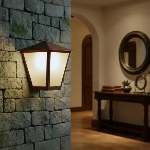 Farol Colonial Metálico De Pared 3 Caras (1) - Efecto Óxido - Imagen 1