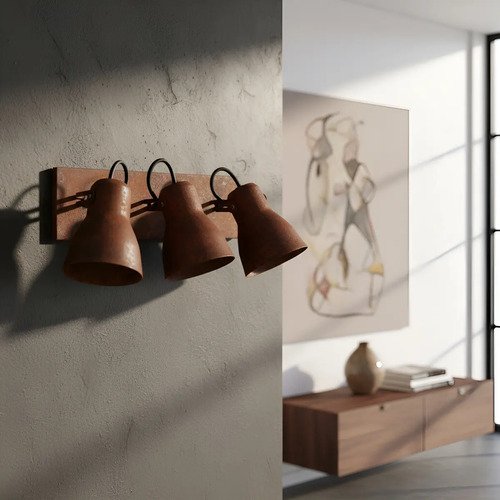 Aplique Spot Economico De Chapa 3 Luces Simil Óxido - E27 - Imagen 2