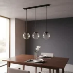 Colgante Globo Vidrio Tte 8x15 Base Rectangular 3 Luces
