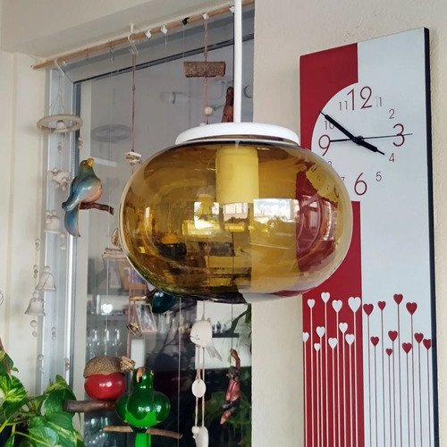 Colgante Honguito De Vidrio Transparente Ámbar - Apto Led - Imagen 6