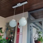 Colgante Globo 2 Luces De Vidrio Opal (18) Esfera Moderno