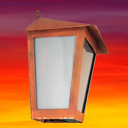 Farol Colonial Metálico De Pared 3 Caras (1) - Efecto Óxido - Imagen 3
